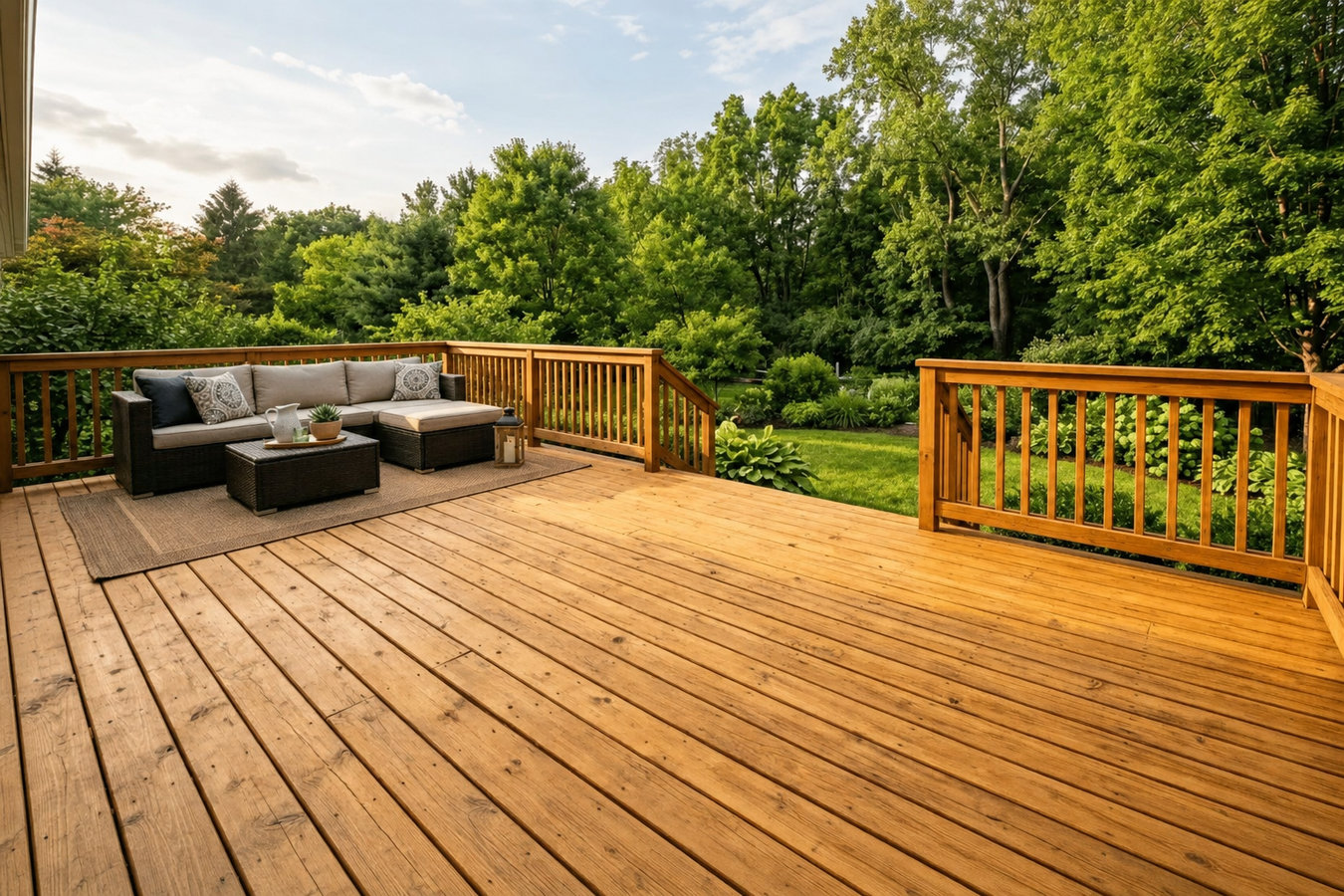 Cedar wood deck construction